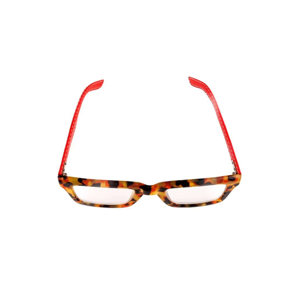 Ryan Simkhai Women's Amber Tortoise Red Vegan Leather Anti-Scratch Lense Readers